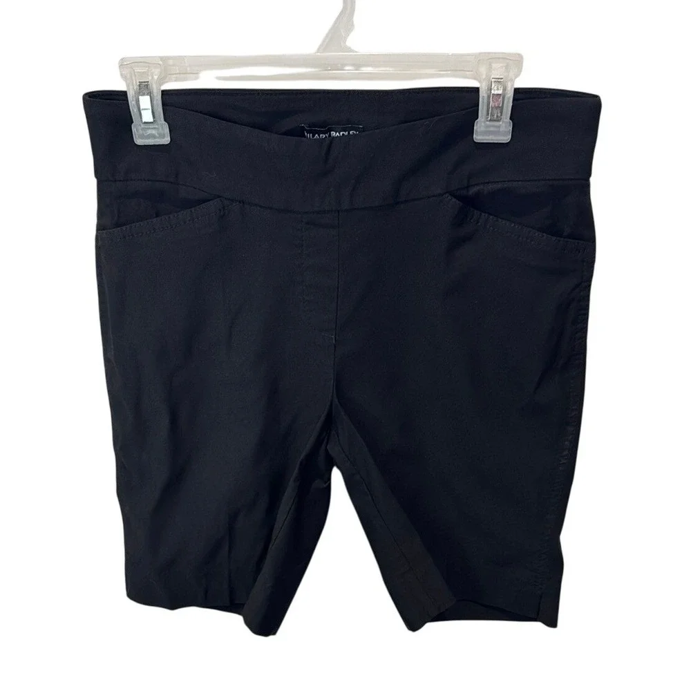Hilary Radley Pull On Shorts High‎ Waist Stretch Career Black M/M